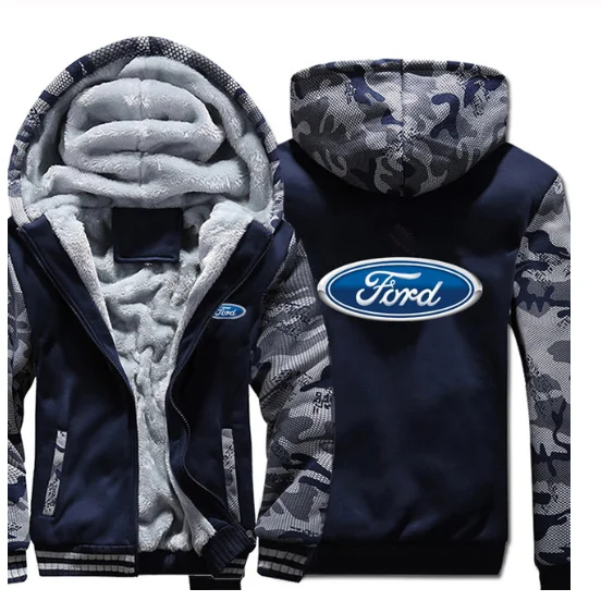 

2020 Ford Hoodies Winter Camouflage Sleeve Jacket Men Fleece Thicken Unisex Casual Wool Liner Fleece Man Coat Sweatshirt Pullove