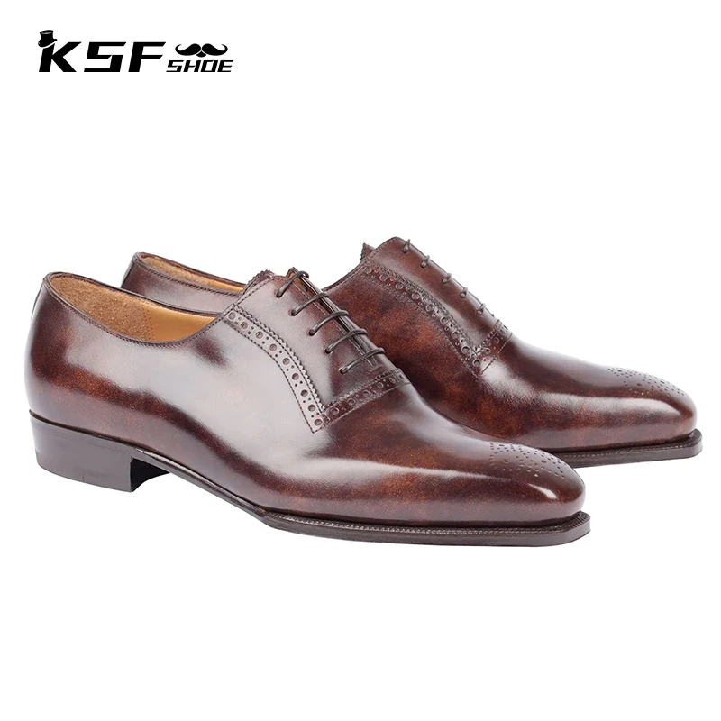 

Броги-оксфорды KSF мужские, оригинальные модные деловые роскошные дизайнерские свадебные туфли из натуральной кожи ручной работы