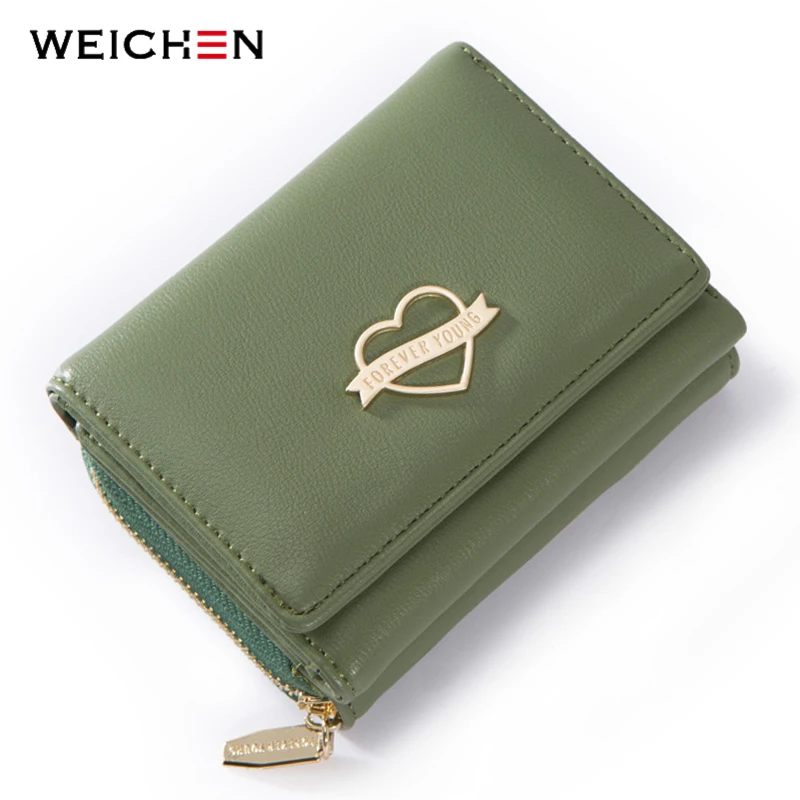 WEICHEN Trifold маленький кошелек для женщин с сердечком женские кошельки женский