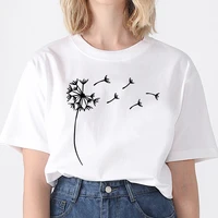 women t shirt flowers print summer short sleeve o neck top tees for girls ladies korean fashion kawaii cute clothing t shirts