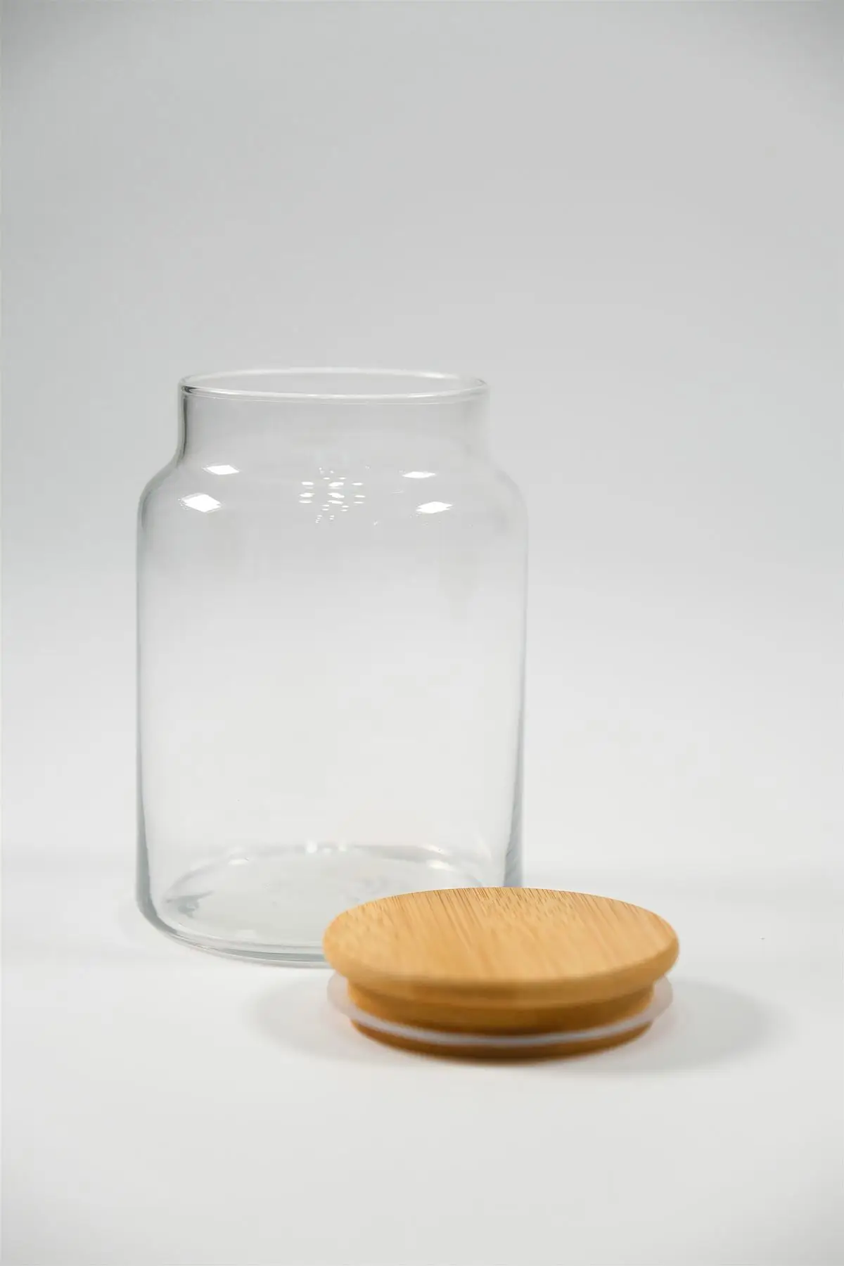

Medium Bamboo Cover Glass Jar Transparent