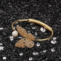 1 new fashion rock punk retractable butterfly bracelet iced out cz bracelet for girls gold gold ladies luxury fashion jewelry