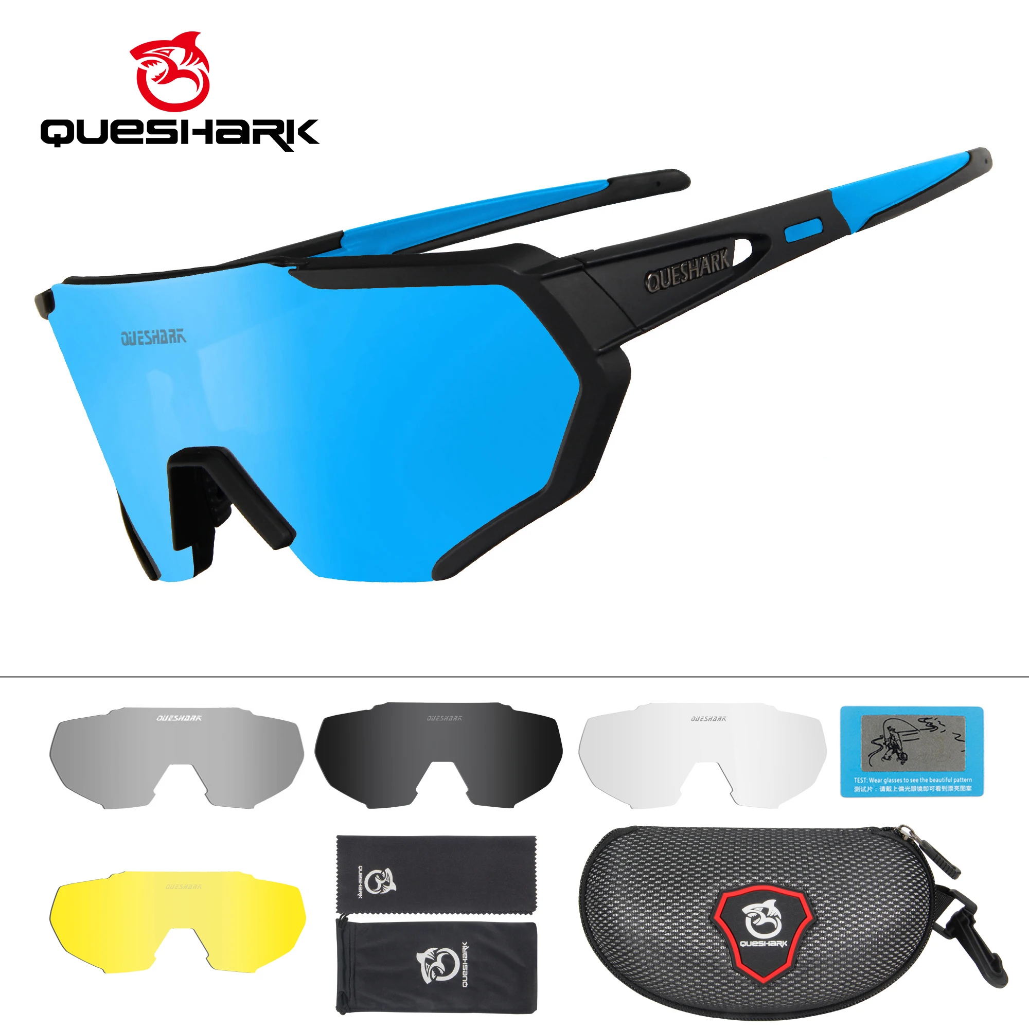 QUESHARK, дизайн, очки для велоспорта для мужчин и женщин,, полностью покрытые линзы, UV400, поляризационные, 3 или 4 линзы, всего