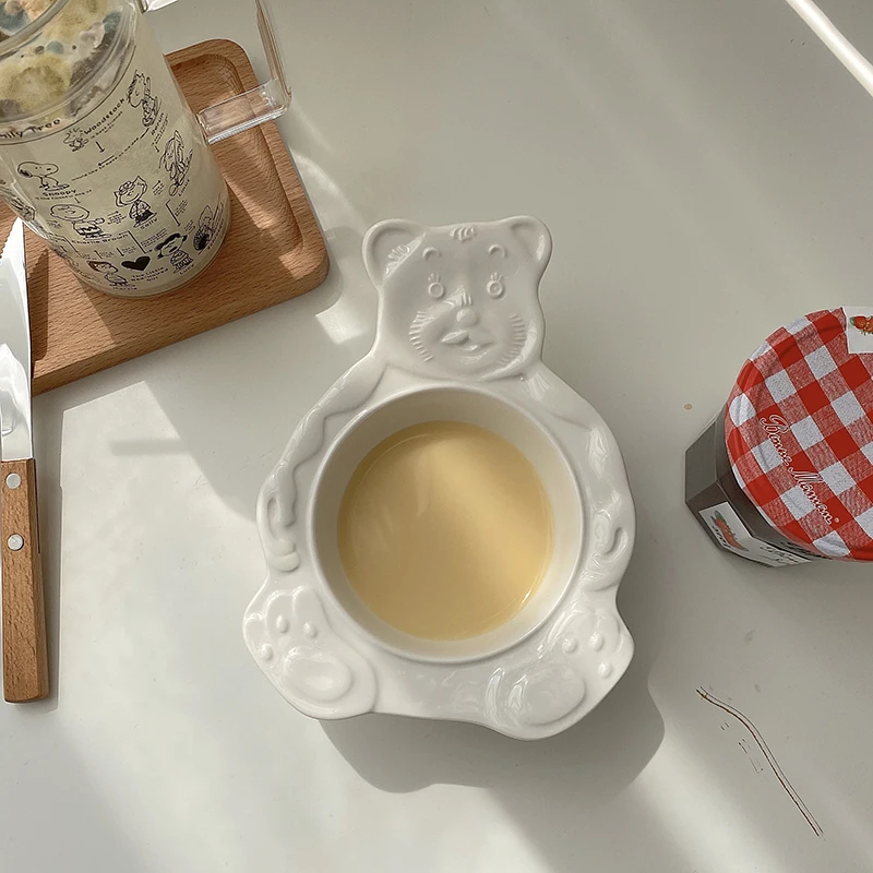 Creative Ceramic Bear Shape Steamed Egg Bowl Household Baking Oven Tableware Porcelain Salad Dessert | Дом и сад