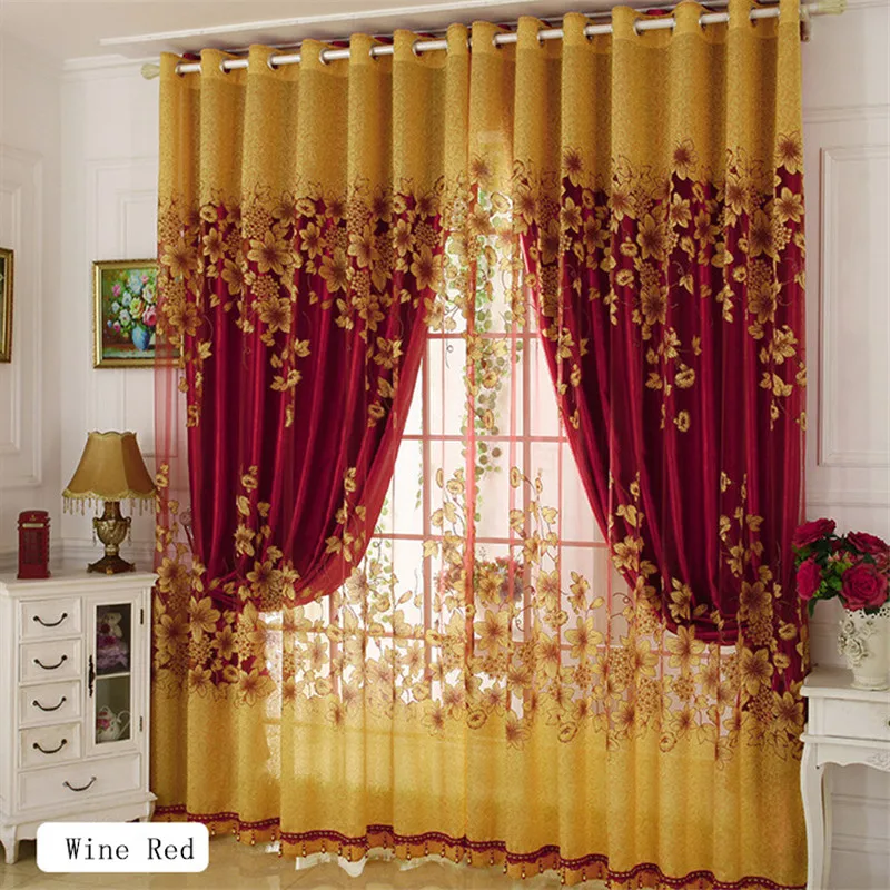 Европейские винно красные коричневые двухслойные декоративные оконные шторы с