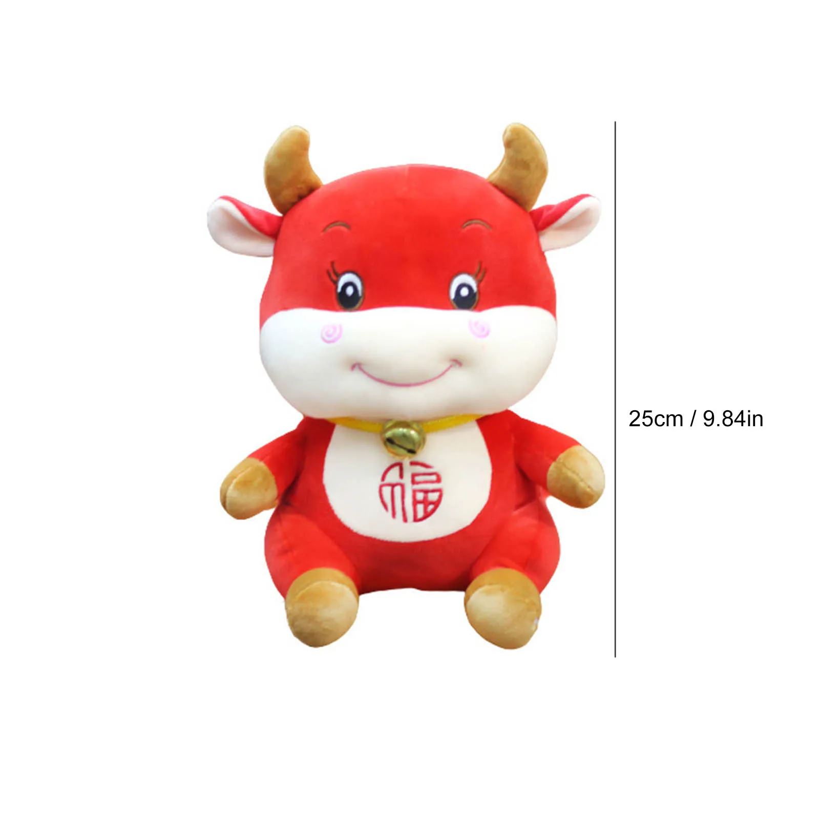 

Hot 20-30cm 2021 New Year Chinese Zodiac Ox Cattle Plush Toys Red Tang Suit Milk Cow Mascot Plush Doll Stuffed For Children Gift