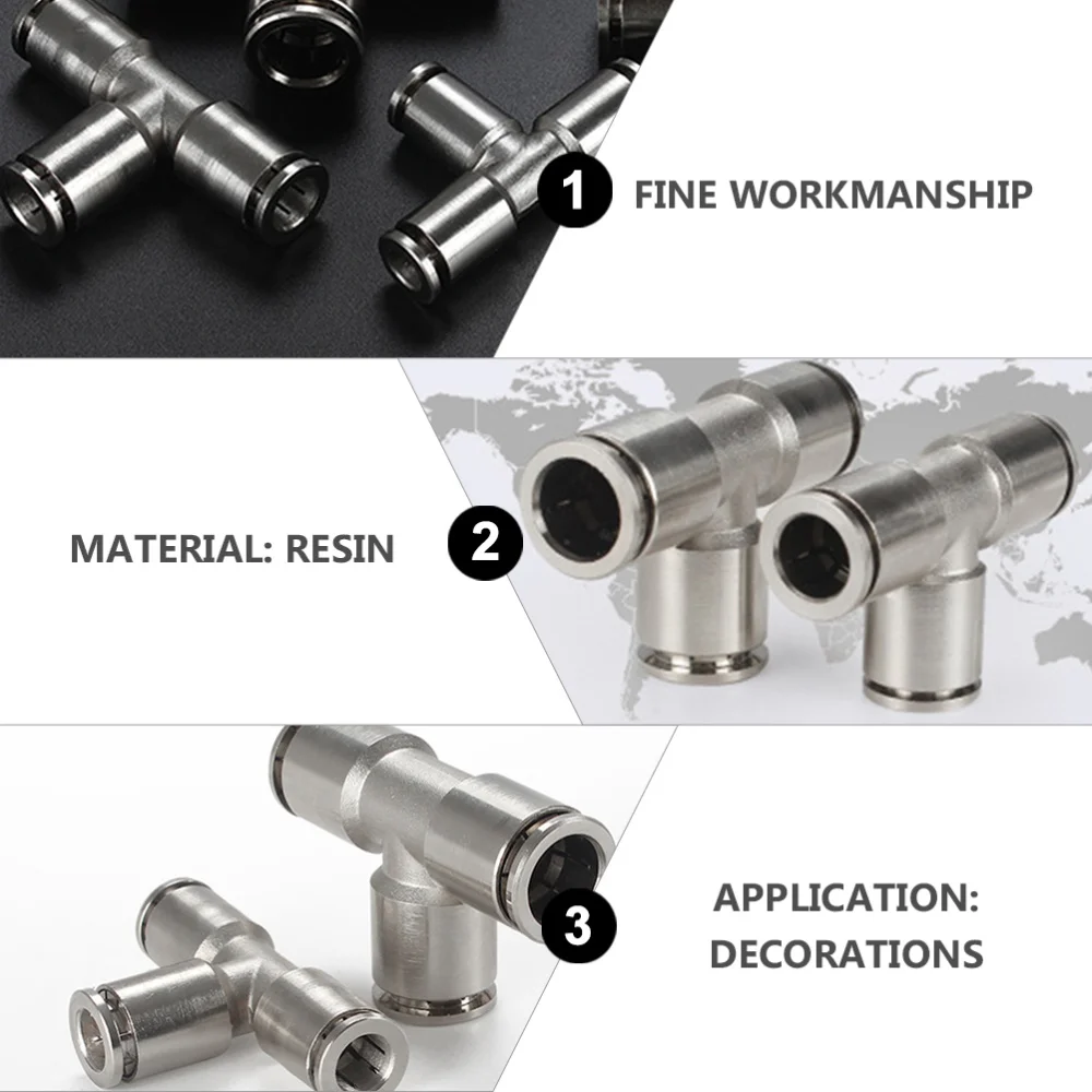 

5pcs Nickel Plated Copper Connectors Pneumatic Tube Fittings Air Pipe Adapters