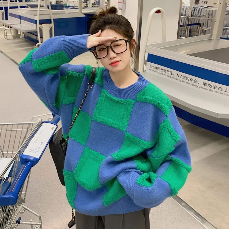 

Корейский пуловер, свитер, женская утепленная одежда на осень и зиму, новинка 2021, свободный свитер в ленивом стиле