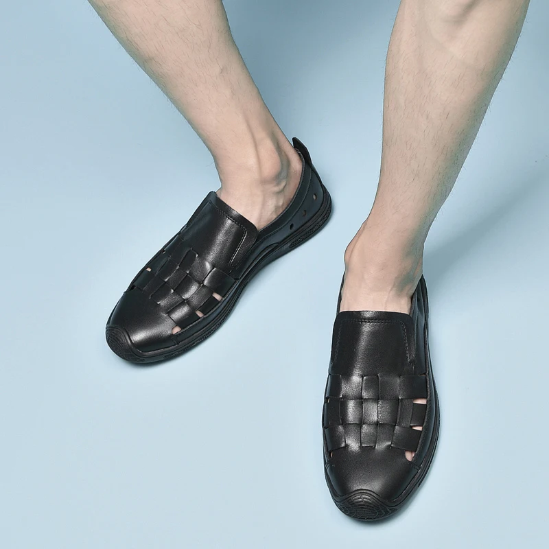 Сандалии мужские из натуральной кожи роскошные брендовые Мокасины деловые