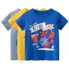 Коллекция 2022 года, Детская футболка для мальчиков и девочек, детские рубашки с рисунком краба осьминога Детские хлопковые футболки с короткими рукавами и рисунком для малышей