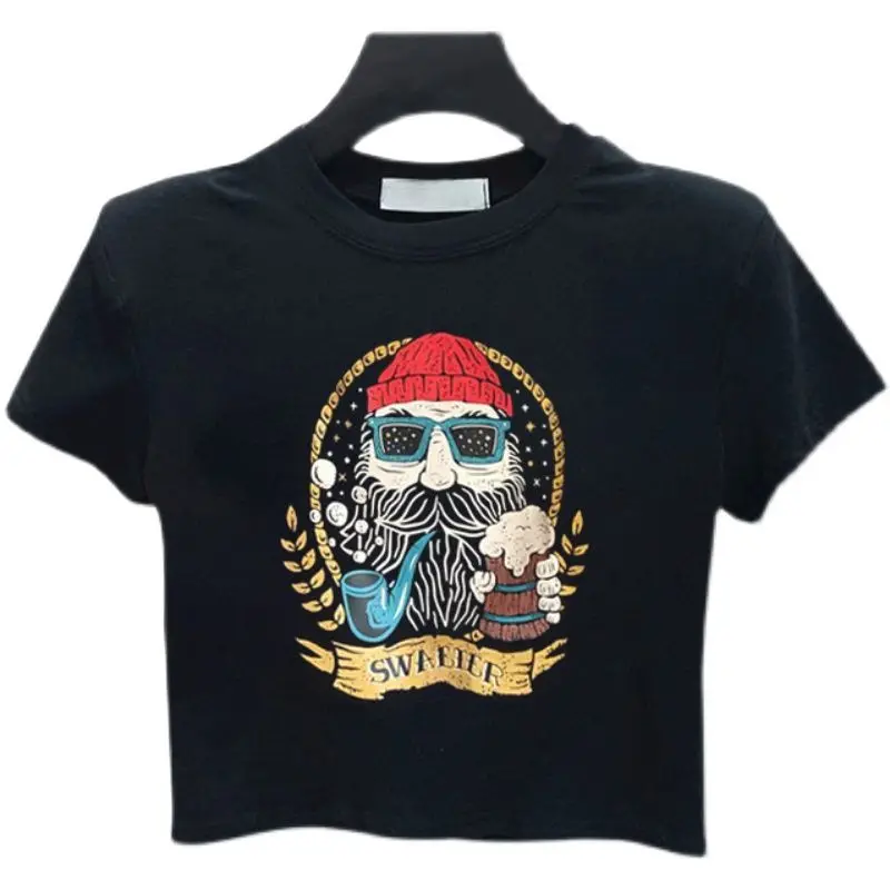 

Short sleeve T-shirt women ins tide 2021 summer new cotton high waist slim short jacket