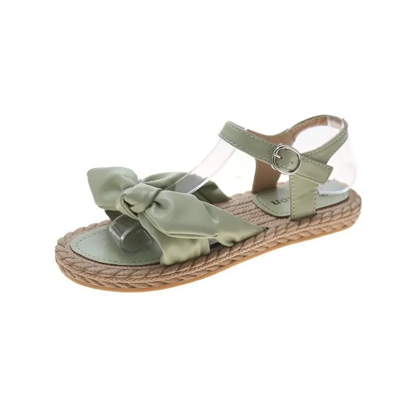 

Summer European New Style 2021 Roman Flat Ladies Sandals Girl Leisure Bow-knot Sandals For Women Student Shoes Plus Size