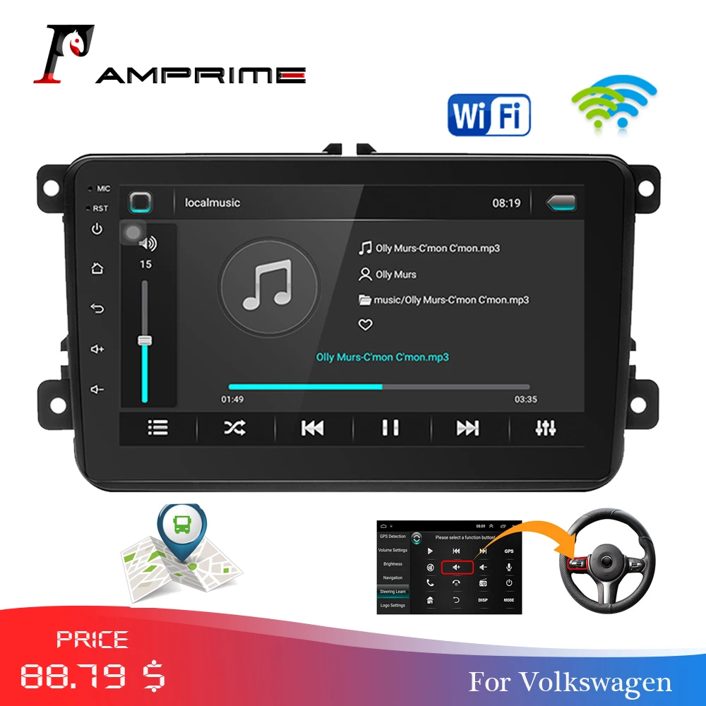 Автомобильный мультимедийный плеер AMPrime стерео система на Android с GPS Wi Fi Bluetooth