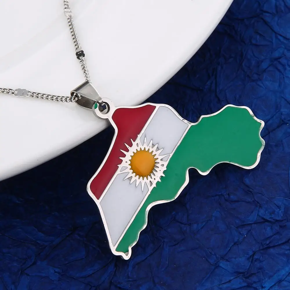 Из нержавеющей стали kurdivan Map Подвесные Ожерелья модные курдские ювелирные