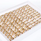 20 шт.лот модные высококачественные кольца из нержавеющей стали золотого цвета с узором для женщин и мужчин оптовая продажа