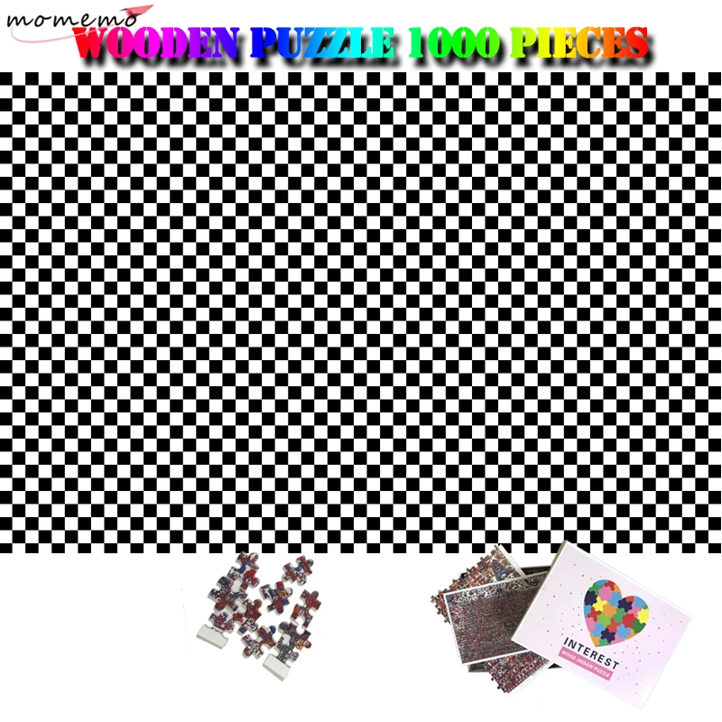 

Пазл MOMEMO в черно-белую клетку, 1000 штук, для взрослых, деревянные пазлы, креативные 1000 штук, детский Развивающий пазл, игрушки