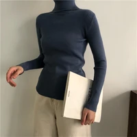 korean winter turtleneck knit pullovers sweater women autumn high elastic solid slim bottoming knitted pullovers top