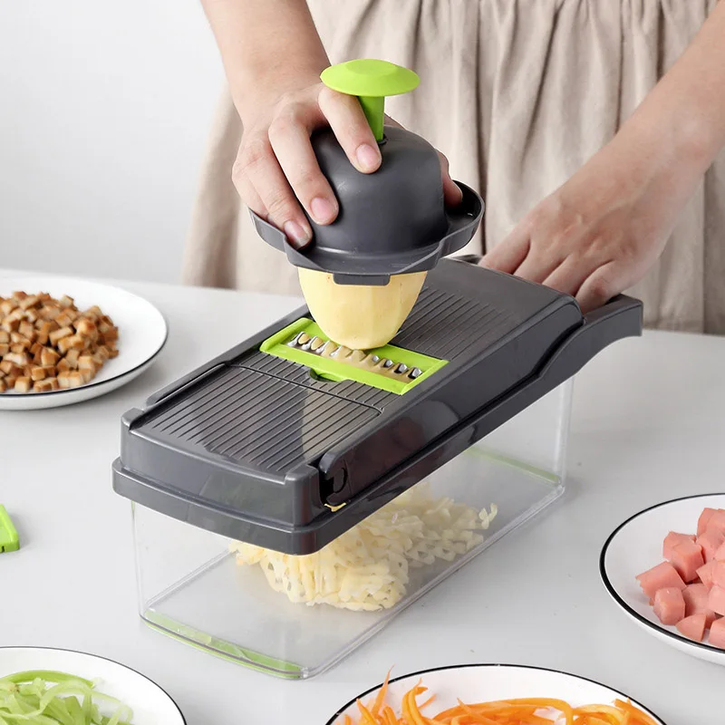 Kitchen Accessories - Multifunctional Vegetable Cutter Slicer & Fruit Potato Peeler with Carrot Grater - Basket Vegetable Slicer Shredders image 5