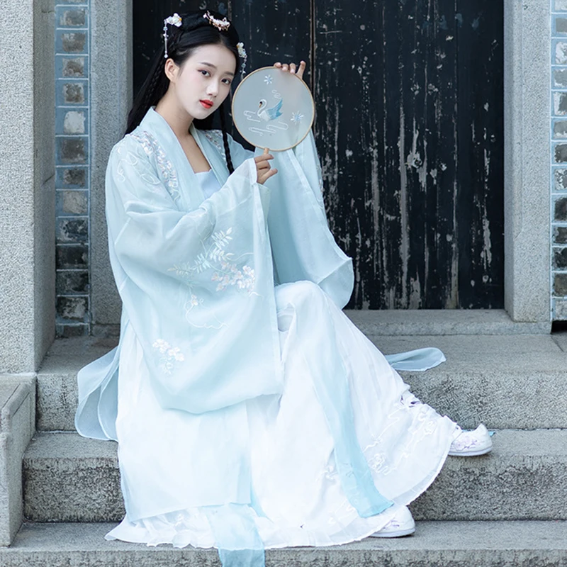 Шифон Hanfu Dynastie Tang одежда Улучшенный женский костюм хлопок Han элемент Китайский