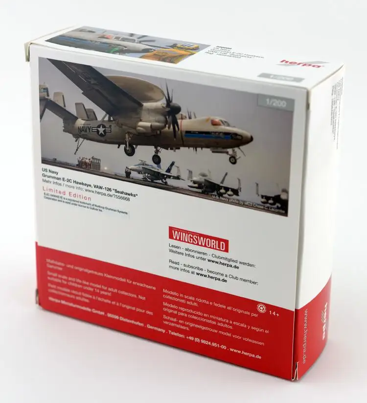 Herpa Wings США ВМС Grumman E 2C Hawkeye VAW 126 SEAHAWKS 1/200 литье под давлением самолет| |