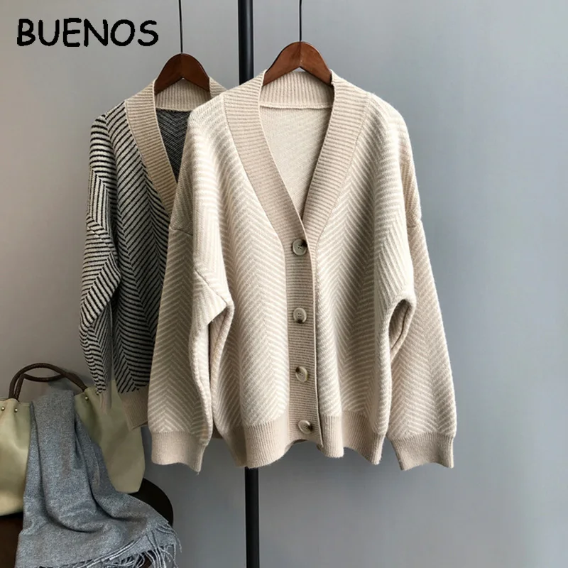 Женский трикотажный кардиган в полоску Длинный эластичный Серый на осень 2019| |