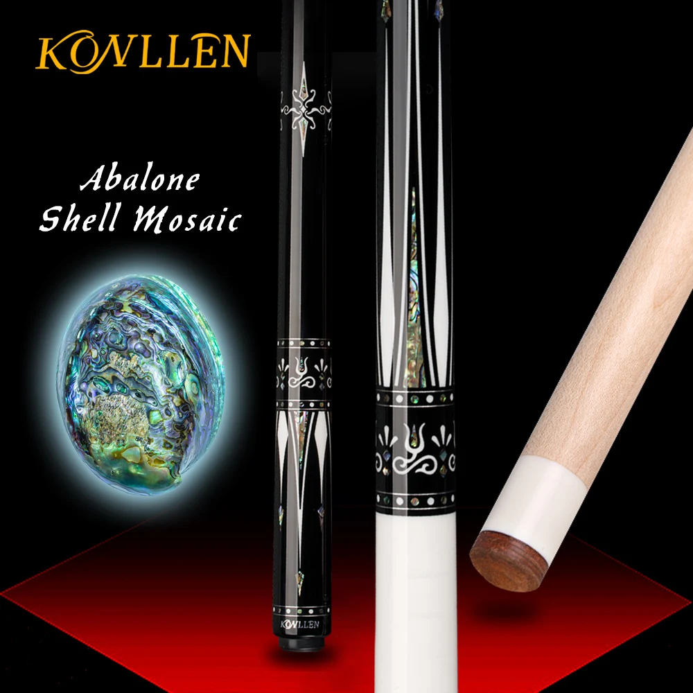 

KONLLEN Billiard Carbon Fiber Pool Cue Stick Real Inlay Cue Technology Shaft Sheet Abalone Shell Inlay Billiards with Extension