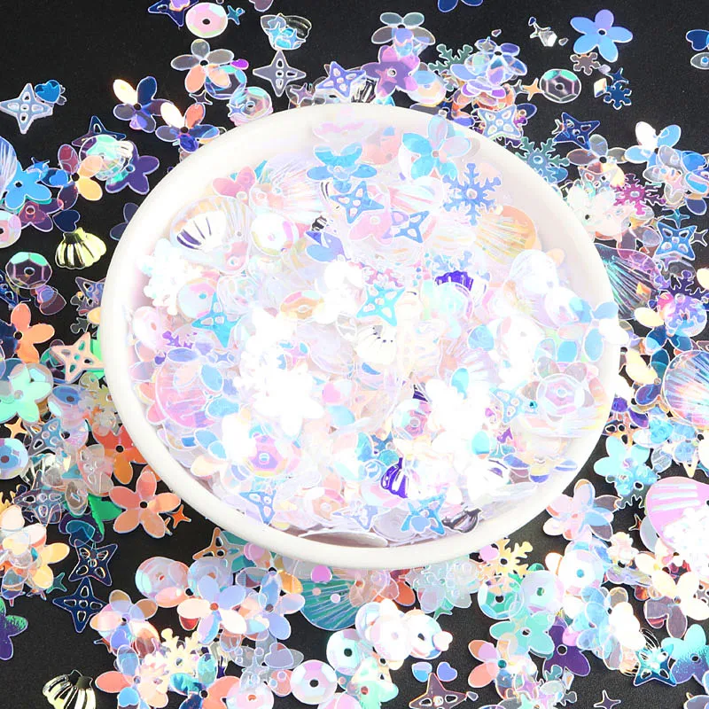 10 г разноцветные хлопья с Блестками Белого розового синего цвета блестки для