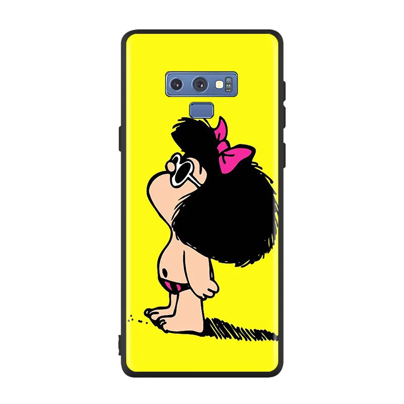 

Bright Black Cover Cute Girl Mafalda For Samsung Galaxy Note 20 Ultra 10 9 8 S10 S10E S9 S8 S7 Plus 5G Phone Case