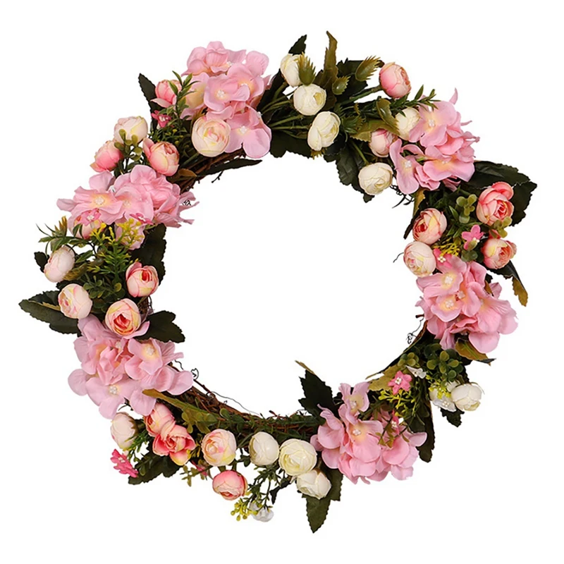 

Artificial Rose Flower Wreath Spring Wreath for Front Door Wall Window Wedding Party Farmhouse Home Decor