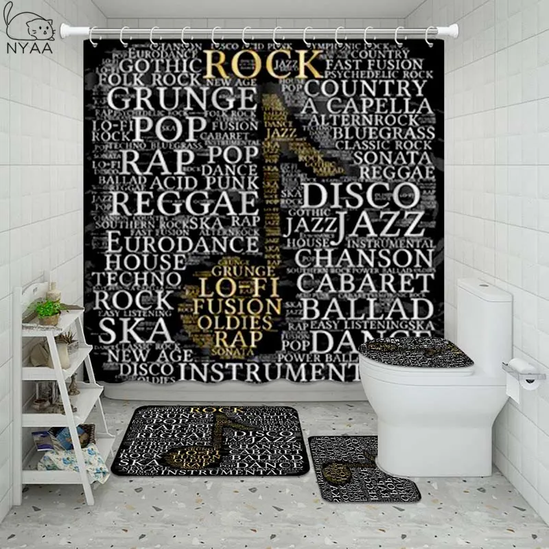 Vixm черный музыкальный набор для ванной комнаты водонепроницаемый занавесок душа