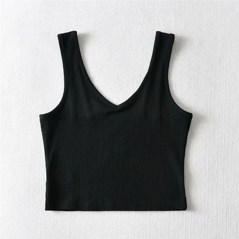 STVY 2021 летние женские модные короткие Стиль топ на бретелях без рукавов с вырезом