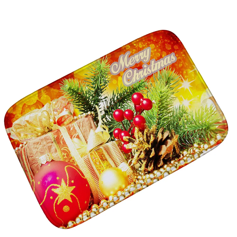 Gift pile Zeegle напольный коврик с рождественским дизайном кухонный коврик напольный коврик фланелевый Впитывающий Коврик для прихожей Противоскользящий коврик для душевой комнаты карп - Цвет: Gift pile