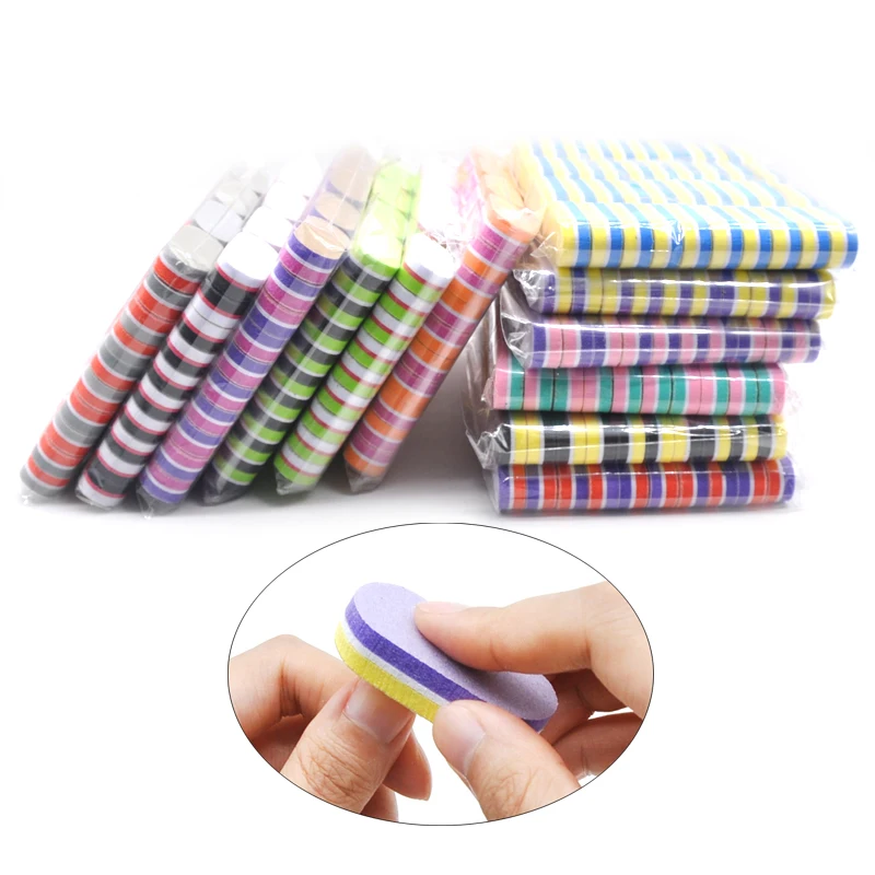 1000 X Mini Sponge Nail Buffer Files Double Color lima 100/180 Sandpaper Nail File Buffer Polisher Block Nailfile Tools Acrylic