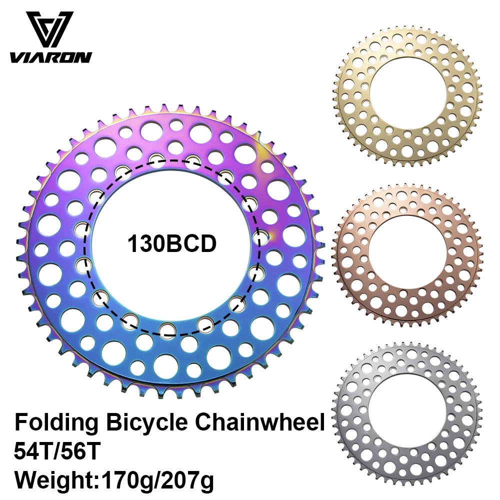 

VIARON Chainring 130BCD Folding Bicycle Chainwheel BXM Bike 54/56T Hollow Design Thin Tooth Disc Round Hole Bicycle Accessories
