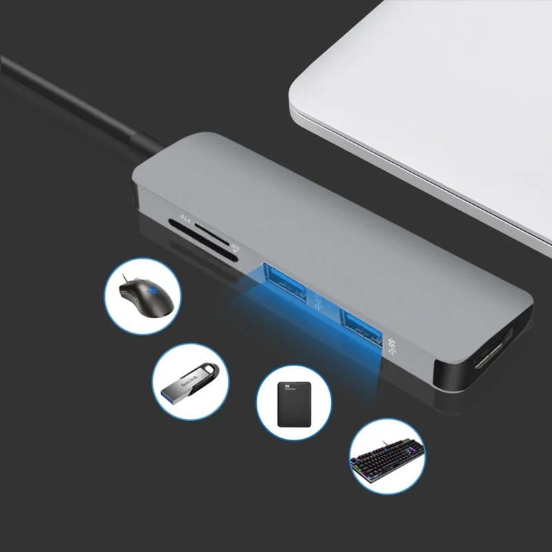 Док-станция type-C USB 3 0 HDMI Ethernet для MacBook iMac Pro lenovo Data 5 в 1 док-станция с разъемом |