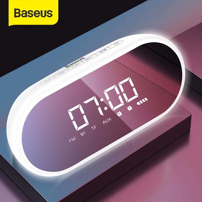 Baseus E09 Bluetooth динамик Портативный беспроводной будильник с 2 громкими динамиками s