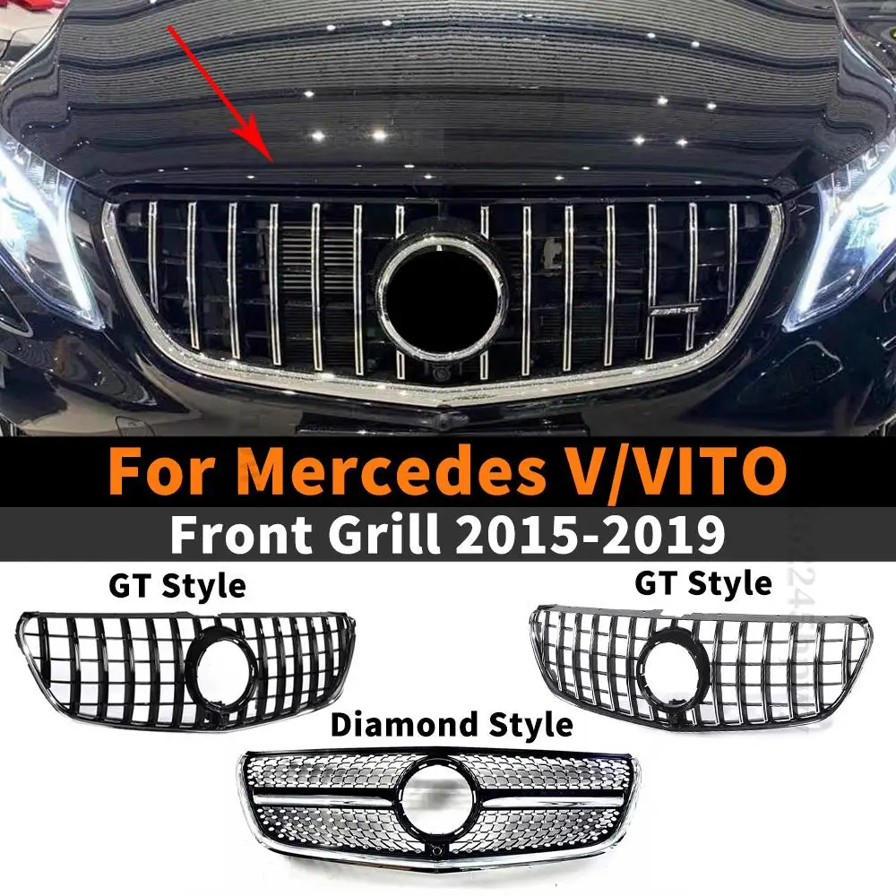 

Front Grille Racing Grill Modified Mesh Refit Trim Styling Hood Grill For Mercedes Benz V Vito W447 2015 2016 2017 2018 2019
