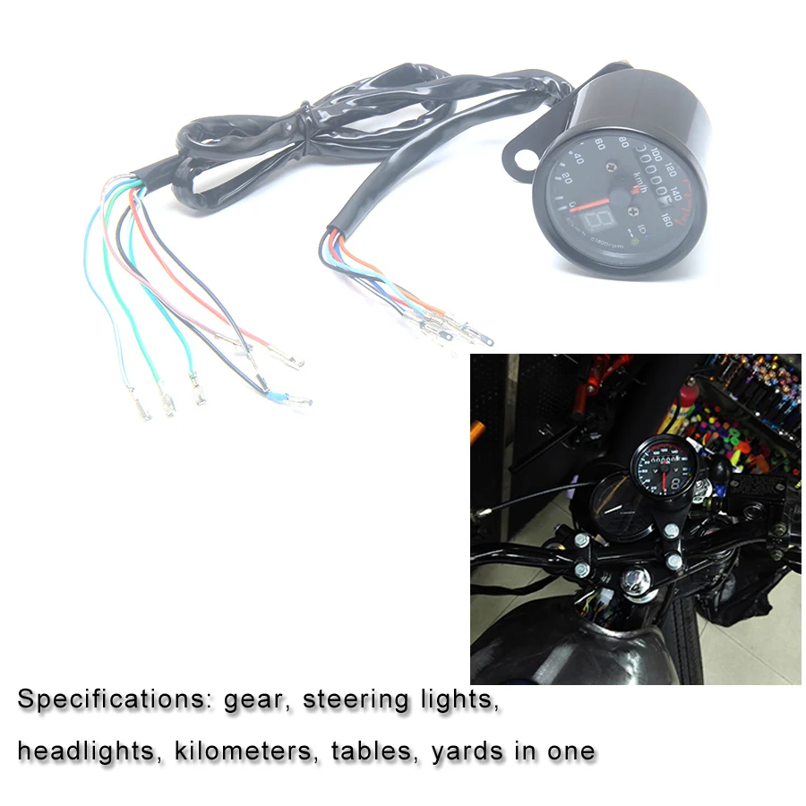 Мотоцикл спидометр кафе гонщик модифицированный Тахометр топлива Gauge12V