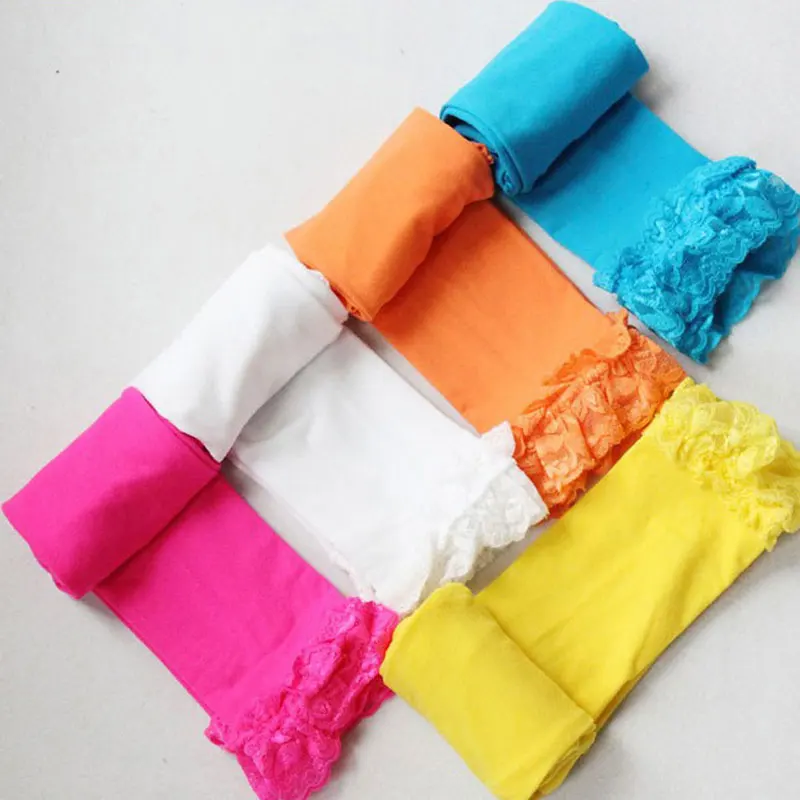 Летние штаны для девочек эластичные короткие брюки детские кружевные леггинсы