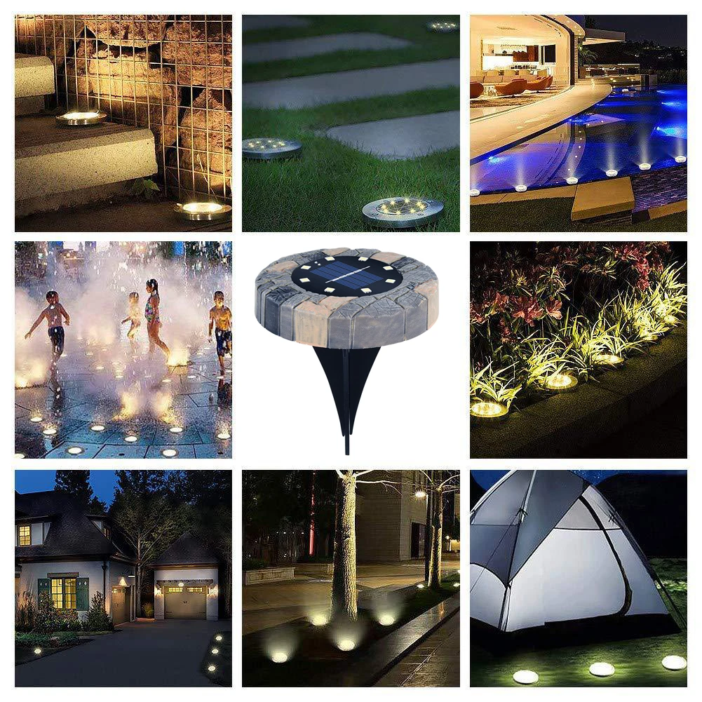 

Solar Outdoor Floor Light Garden Decoration Landscape Led Lamp Spotlights Floodlights Imitation Stone 8 Led Warm & White Color