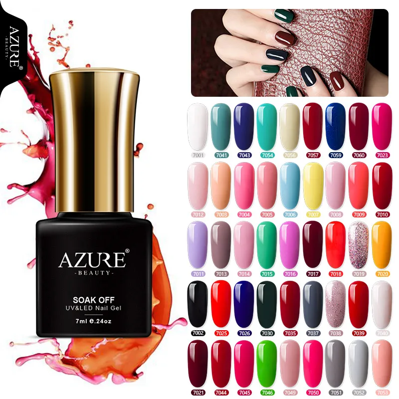 AZURE BEAUTY 7 мл Гель-лак для ногтей гель-краска 46 великолепных цветов лазурный гель-клей для ногтей УФ-Гель-лак впитывающий Гибридный лак Эмаль