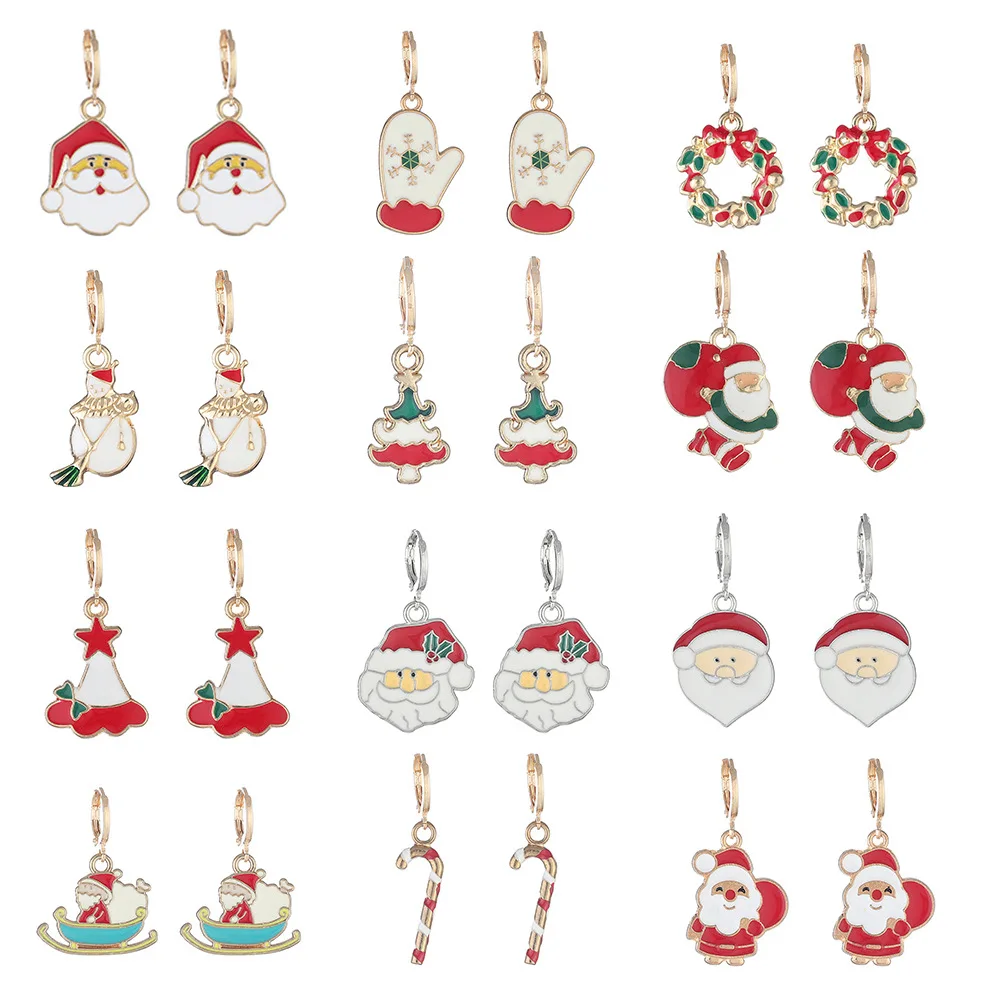 

New Christmas series Christmas tree Santa Snowman bell Earrings