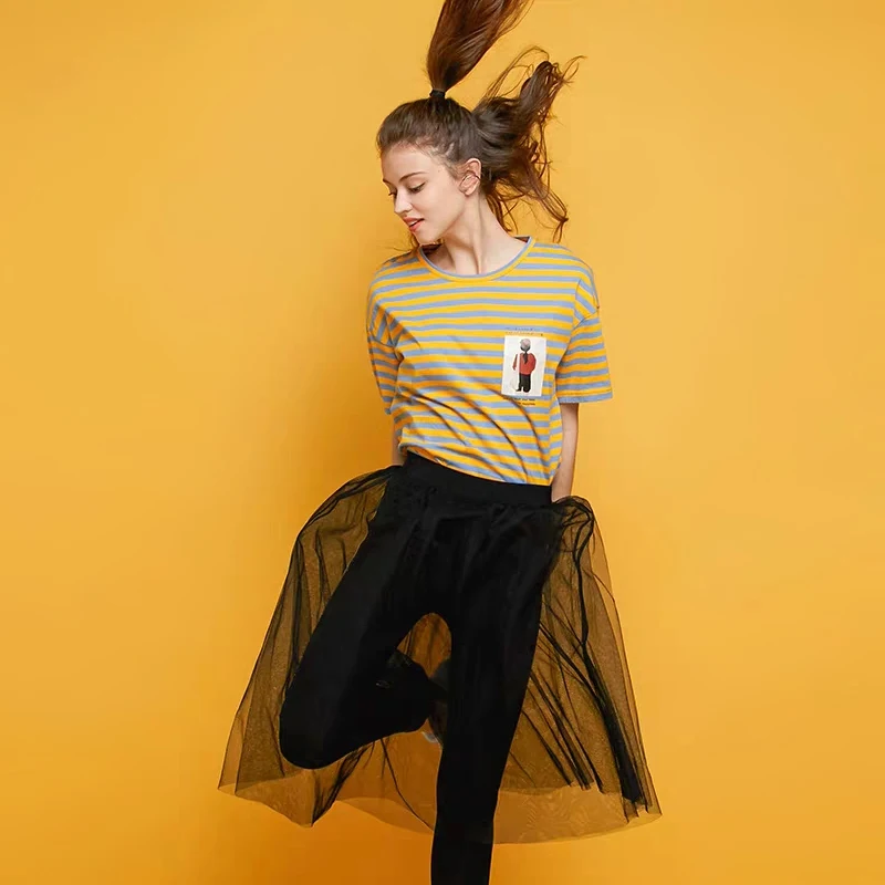 

Весенняя готическая Черная Однослойная сетчатая юбка в английском стиле преппи для девушек в стиле High Street Базовая Тюлевая юбка с эластичны...