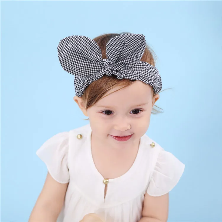 

2017 New Popular Korean Version Of Children's Fine Grid Rabbit Ear Hair With Baby
