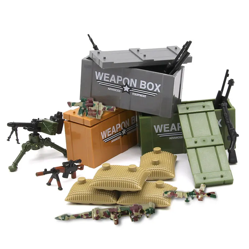 

153Pcs Military Army SWAT Weapon Team Set Building Blocks Model MOC Sandbag Laptop Armor Camouflag Bricks Accessories DIY Toy