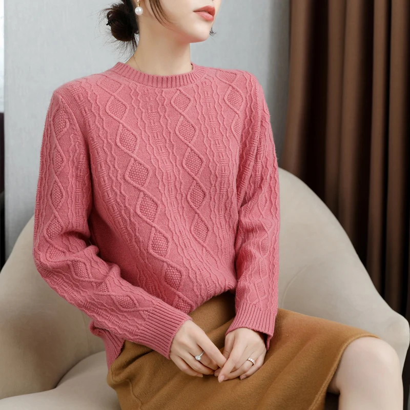 

Пуловер женский кашемировый, с длинными рукавами и круглым вырезом