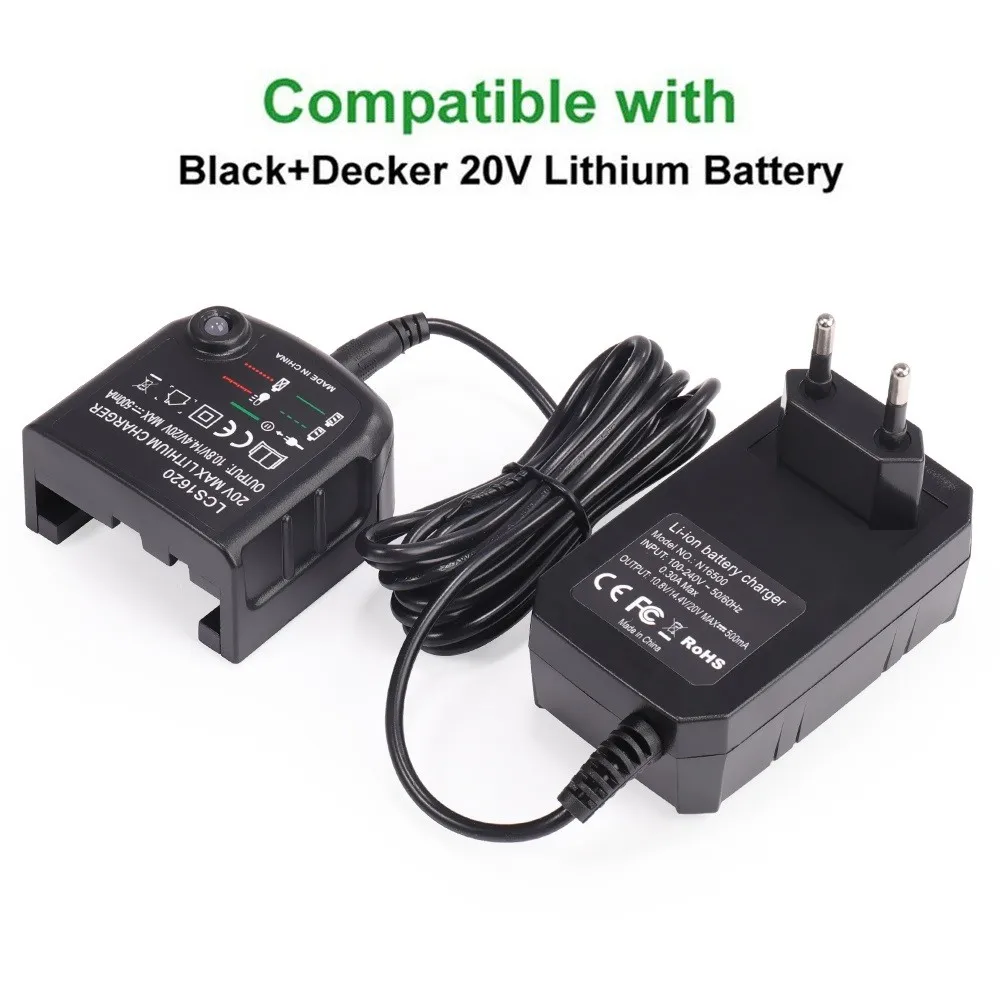 eu plug battery charger lithium ion adapter replacement for black decker lbxr20 lbxr20 ope lb20 lbx20 10 8v14 4v20v500ma free global shipping