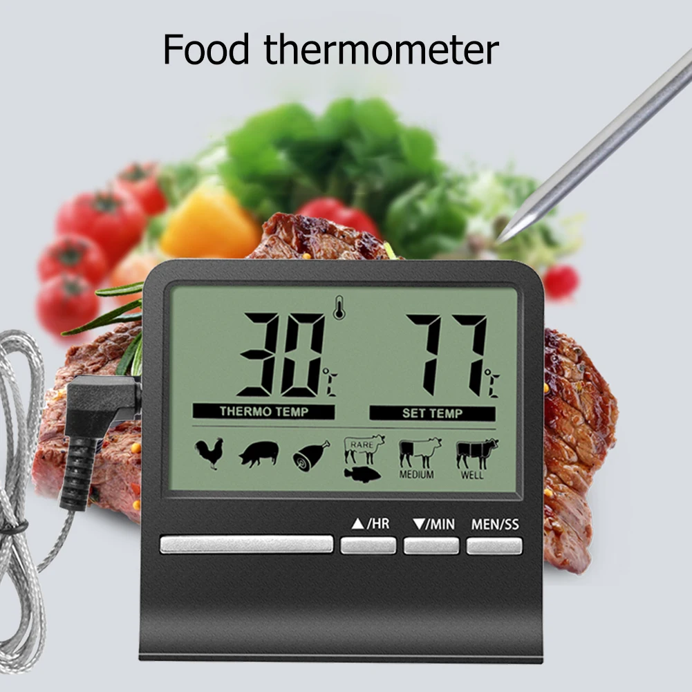 Digital Kitchen Thermometer LCD Display Long Probe for Grill Oven Food Meat Cooking Alarm Timer Measuring Tools | Дом и сад