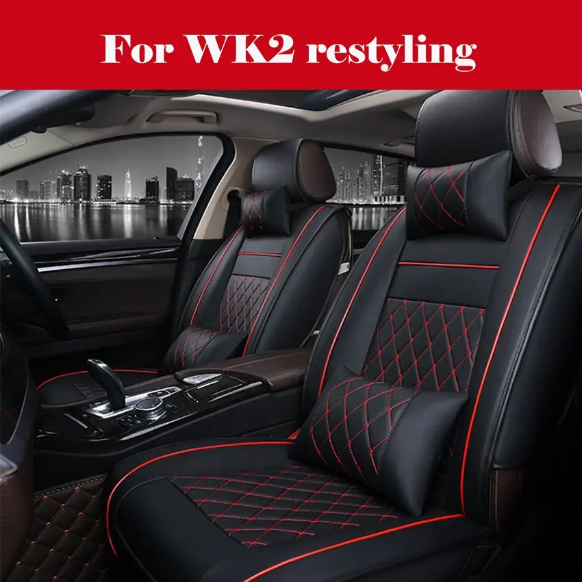 

Чехлы для автомобильных сидений, черные, искусственная кожа, переднее и заднее покрытие, дышащие, 1 комплект для WK2, рестайлинг