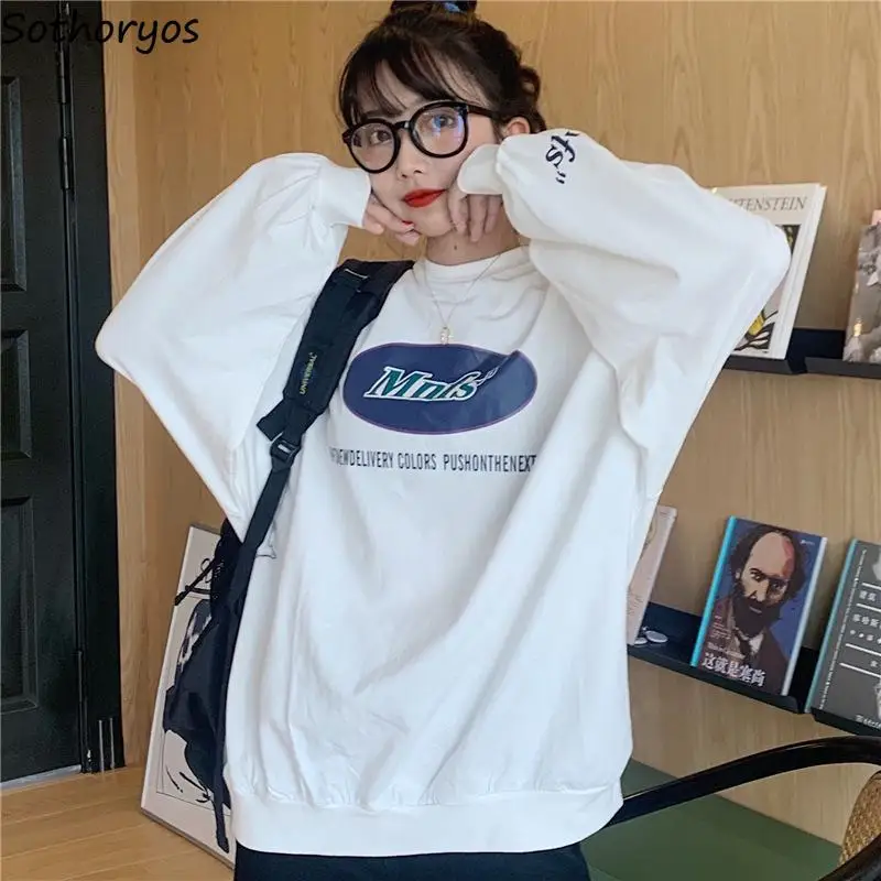 

Толстовки в стиле ольччан, шикарные модные удобные универсальные толстовки с круглым вырезом и принтом надписи, простые милые бойфренды в стиле Харадзюку, весна-осень